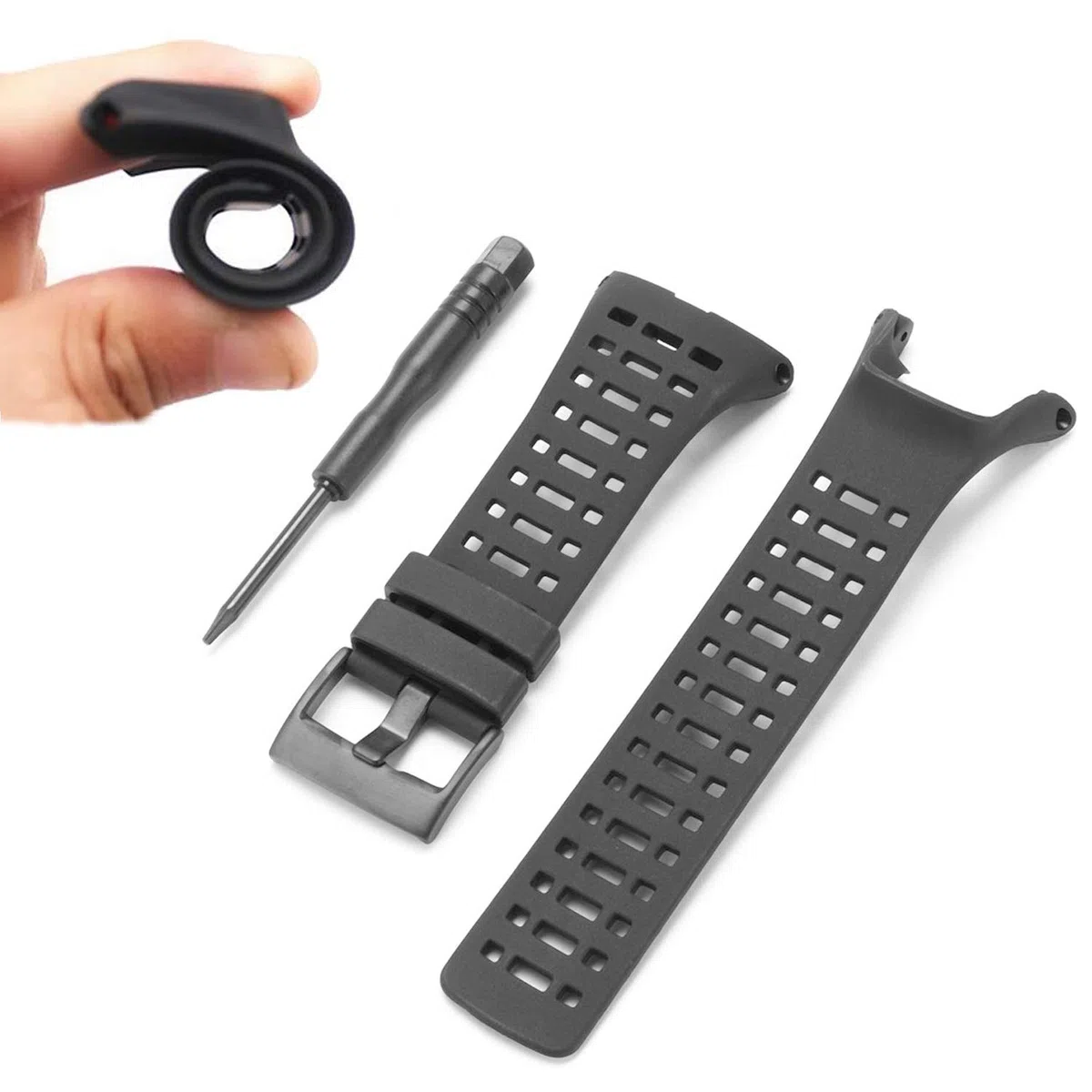 dell'orologio in gomma, cinturino di ricambio nero morbido per Suunto Ambit 1/2 / 2S / 2R / 3 Sport / 3 Run / 3 PEAK - Cinturino per orologio premium impermeabile 24mm - Cacciavite incluso