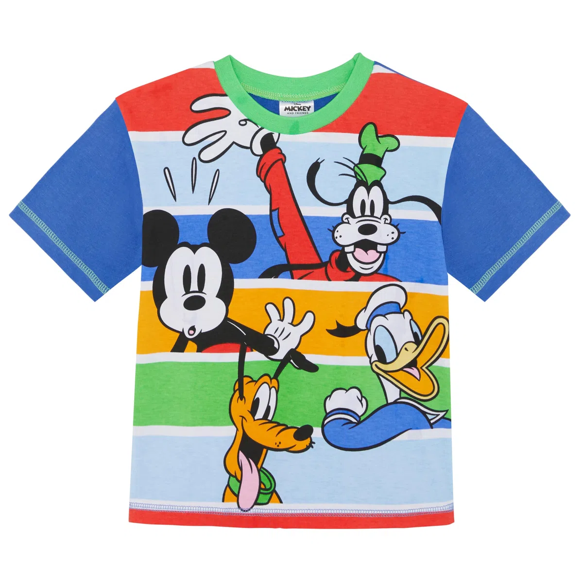 Disney Pigiama Corto a Righe Topolino, Paperino, Pippo, Plutone 100% Cotone