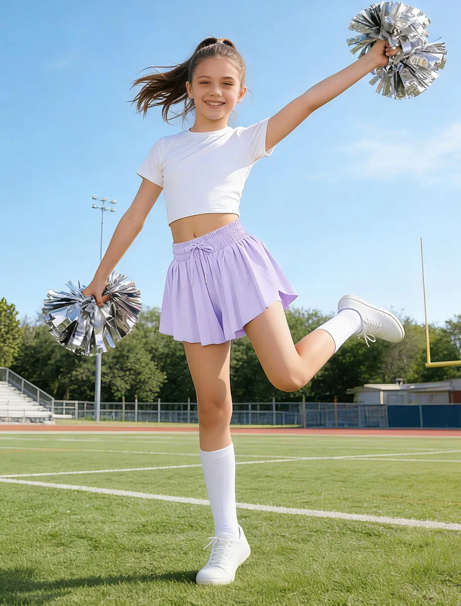 EXARUS Ragazze Farfalla Pantaloncini Fluido Danza Atletica Gonna Cheer Skorts Teen Flutter Tween Vestiti Preppy Abiti Bambini