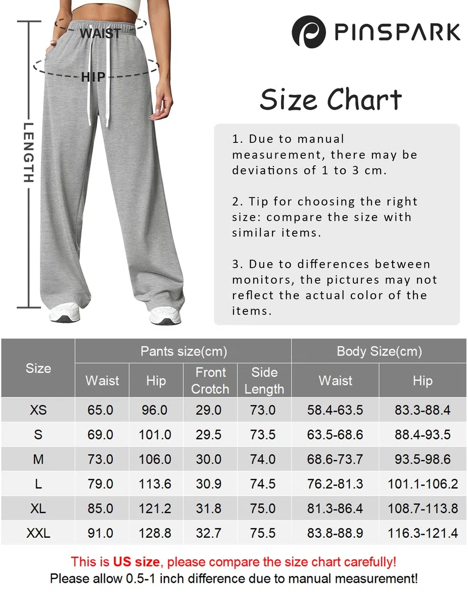 PINSPARK Pantaloni da Jogging a Gamba Larga da Donna Pantaloni da Jogging Larghi a Vita Alta Pantaloni Sportivi Casual con Coulisse e Tasche