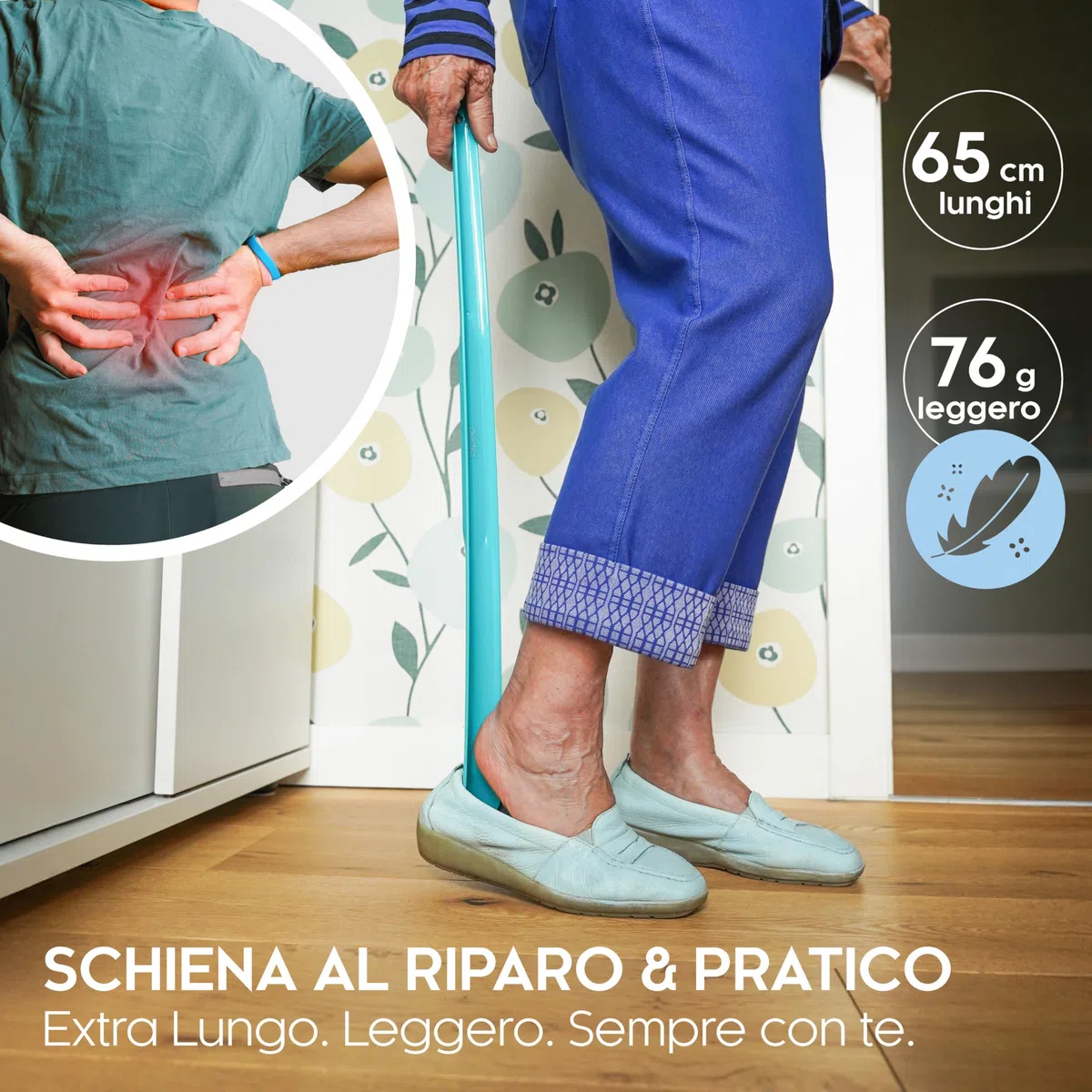 biped set da 3 calzascarpe lunghi 65 cm in plastica – calzascarpe extra lungo con gancio – resistente e stabile – produzione tedesca z1557