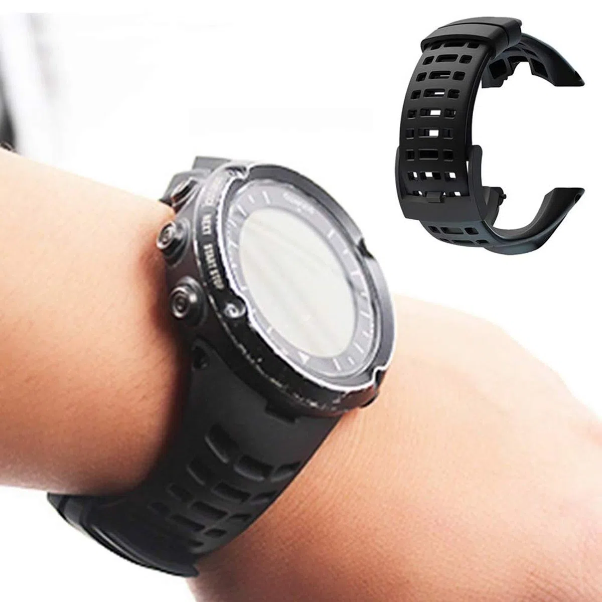 dell'orologio in gomma, cinturino di ricambio nero morbido per Suunto Ambit 1/2 / 2S / 2R / 3 Sport / 3 Run / 3 PEAK - Cinturino per orologio premium impermeabile 24mm - Cacciavite incluso