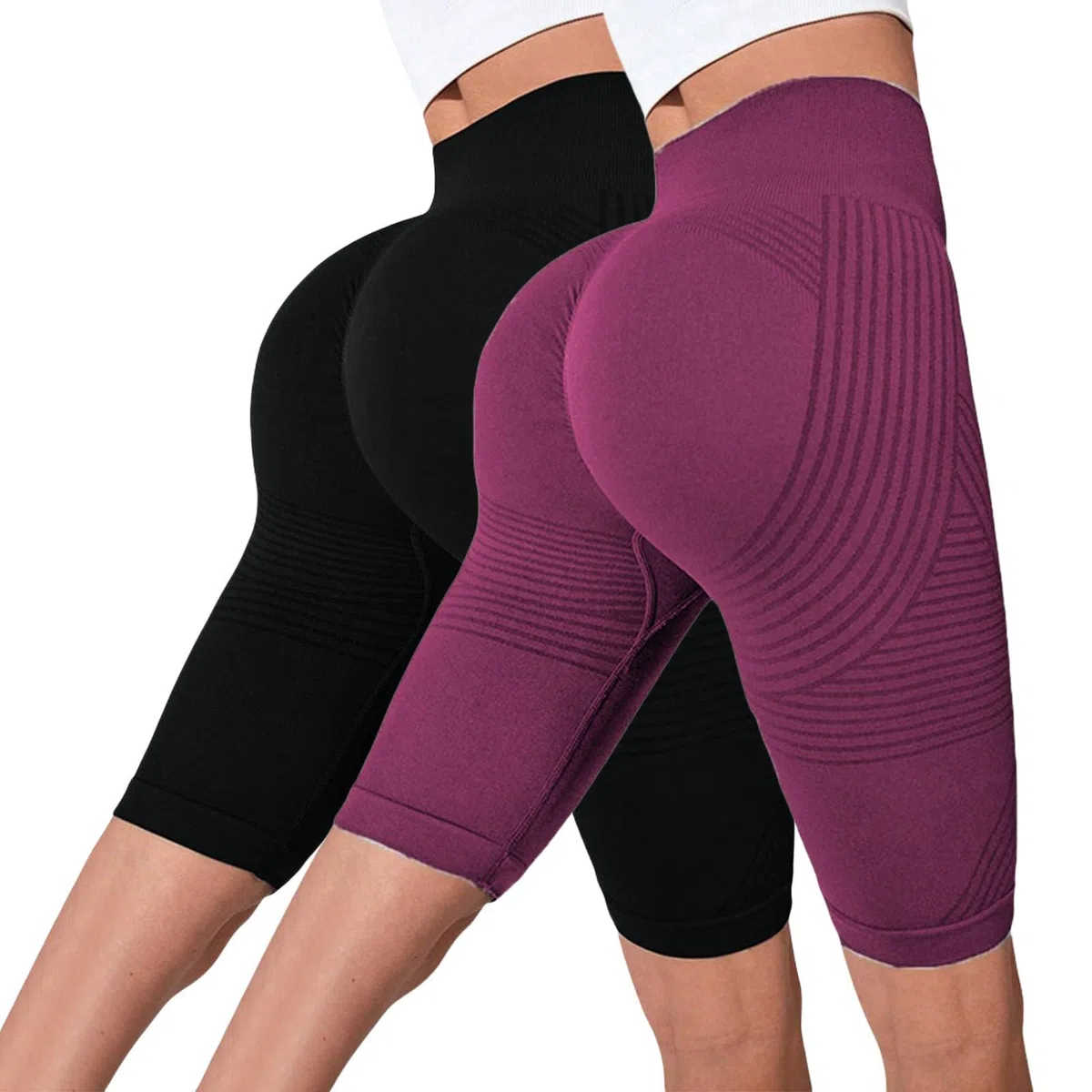 2 Pezzi Leggins Anticellulite Donna Pantaloncini Palestra Donna Vita Alta Leggins a Compressione Graduata 3D Leggings Anti Cellulite Push Up Sculpture Lipedema Leggings per Fitness Yoga Joggin