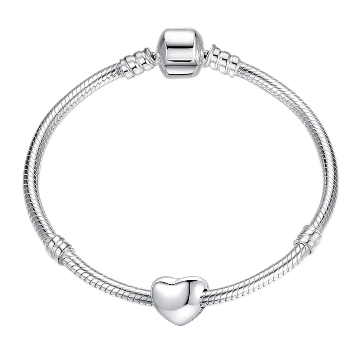 925 Sterling Silver Heart Clip Charm Stopper Charm Lock Charm Spacer Charm for Pandora Charm Bracelet