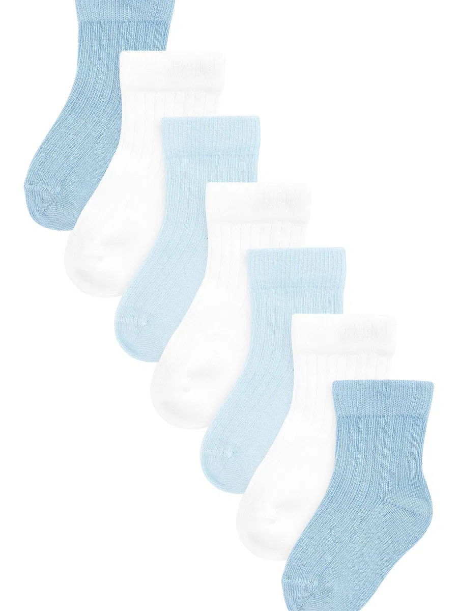 NEXT Confezione da 7 paia di calzini per neonati White/Blue 0-3 Mesi