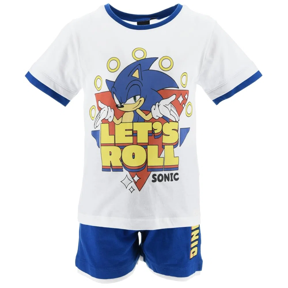 SUN CITY Sonic Completo Bambino Estivo in Cotone con T-Shirt e Bermuda Outfit Sonic The Hedgehog Casual