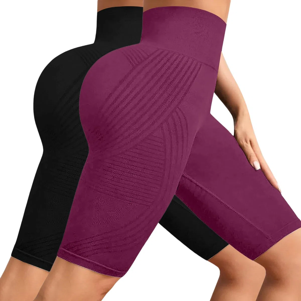 2 Pezzi Leggins Anticellulite Donna Pantaloncini Palestra Donna Vita Alta Leggins a Compressione Graduata 3D Leggings Anti Cellulite Push Up Sculpture Lipedema Leggings per Fitness Yoga Joggin