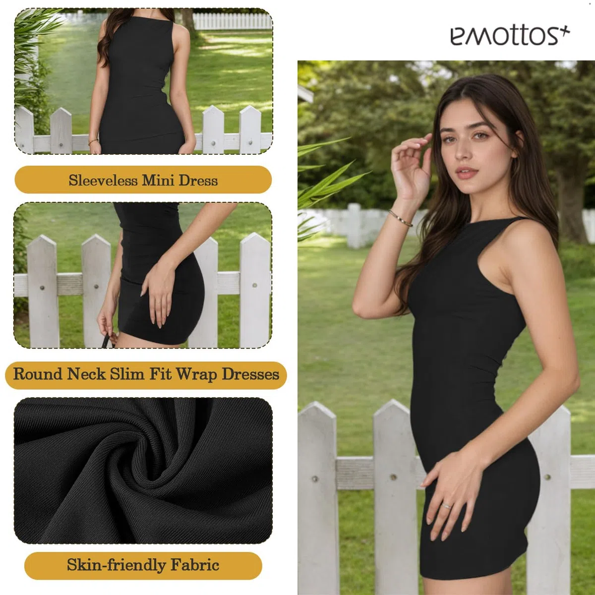 Mini Abito da Donna con Scollo Rotondo, Abiti Senza Maniche Slim Fit, Y2K Alto Elastico Stretto Clubwear Night out Club Party per Le Donne, Nero/Marrone/Blu, S-L
