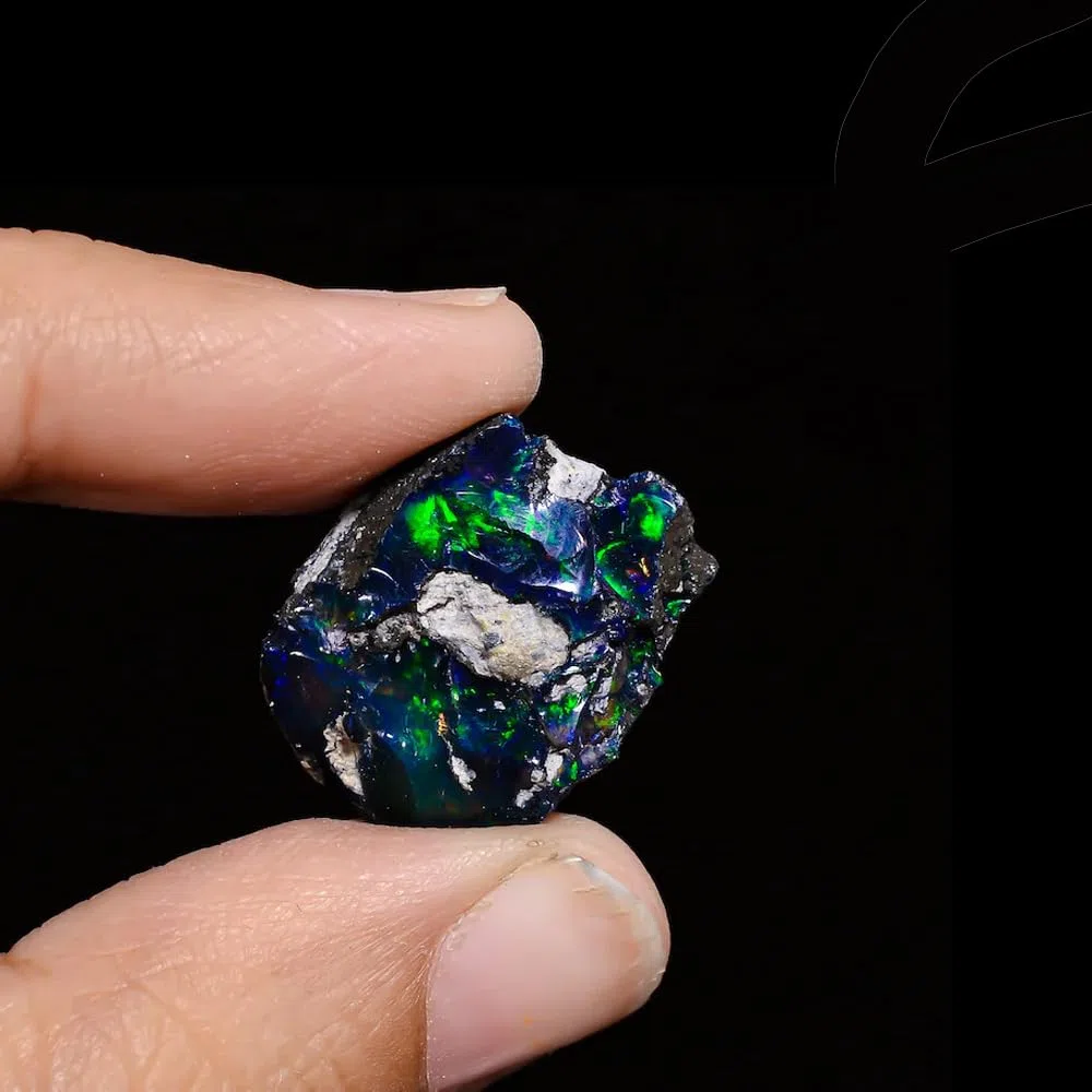 Opale nero grezzo – 7,8 carati – opale nero grezzo di qualità AAA, opale etiope grezzo, Welo Multi Fire, 7.8 Carat, Cristallo, Opale nero