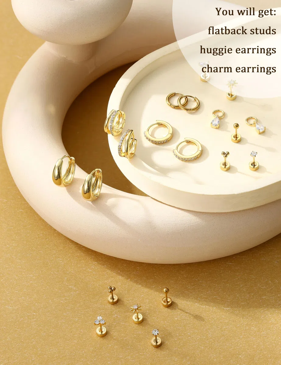MILACOLATO 10 Paia Orecchini Donna Acciaio Chirurgico Oro Argento Set Orecchini Acciaio Inossidabile Cerchio Piccoli Cartilagine Orecchio Piercing Helix trago Ipoallergenico Multi Piercing Orecchio