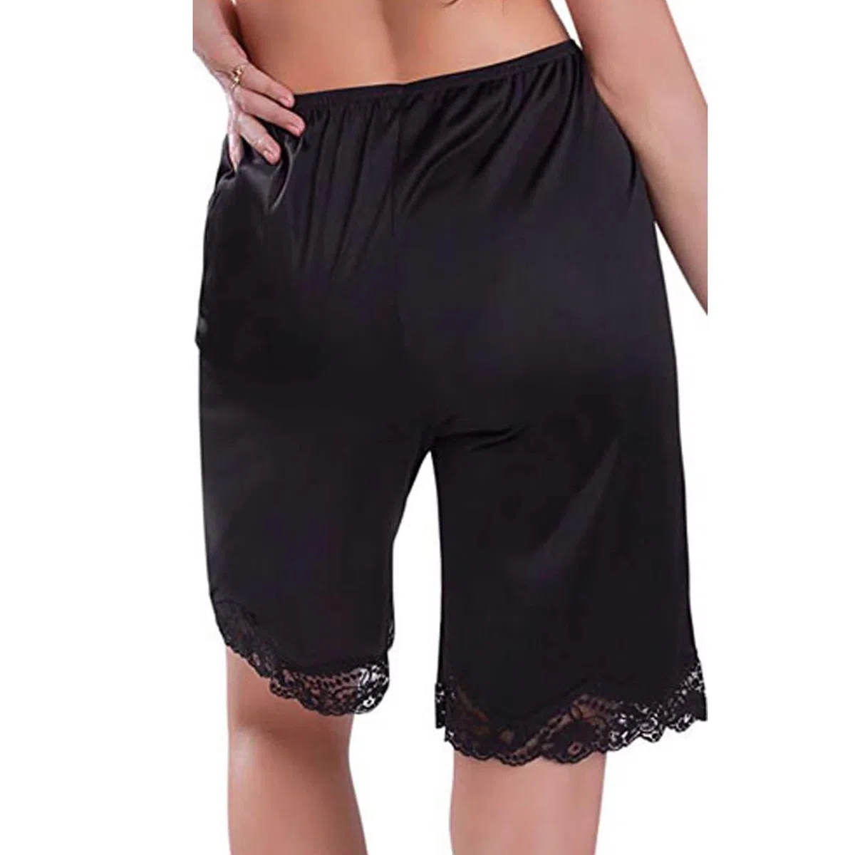 LYSINK Pantaloni da pigiama da donna con bordo in pizzo sciolto tinta unita morbido raso seta sottoveste estate casual mezza slip pantaloncini