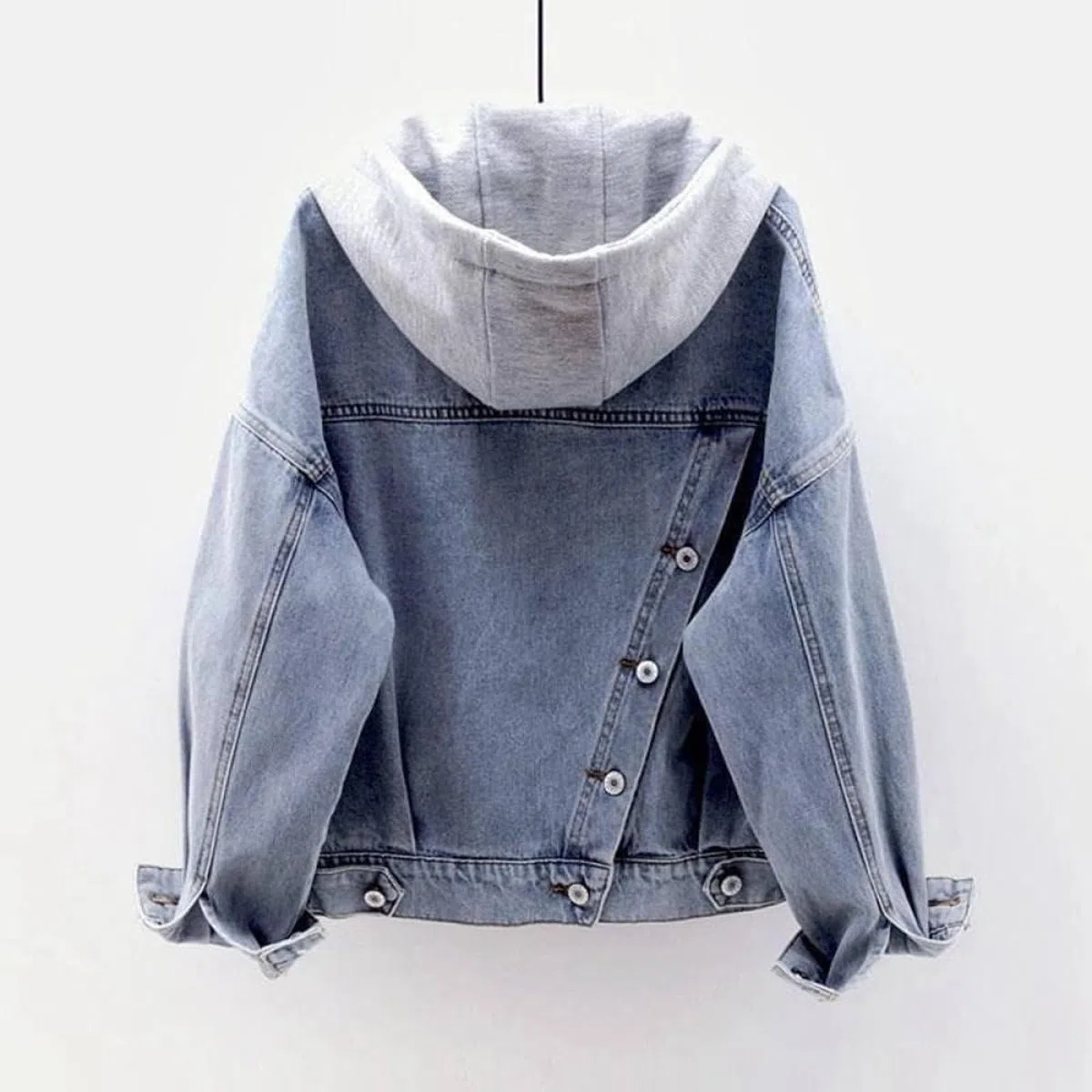 Giubbino Jeans Donna, Giacca di Jeans da Donna Moda Blu Staccabile