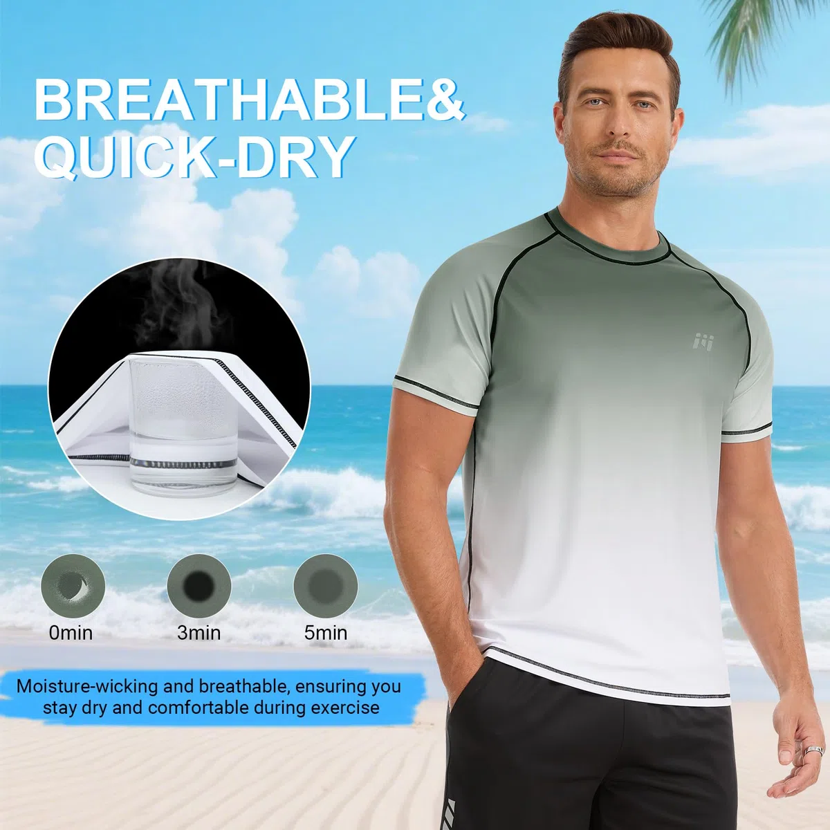 MEETWEE Maglietta Uomo sfumato Anti-UV UPF 50+ | Protezione Solare Traspirante Asciugatura Rapida | Leggero Elasticità 4 Vie per Escursioni Pesca Corsa Estate