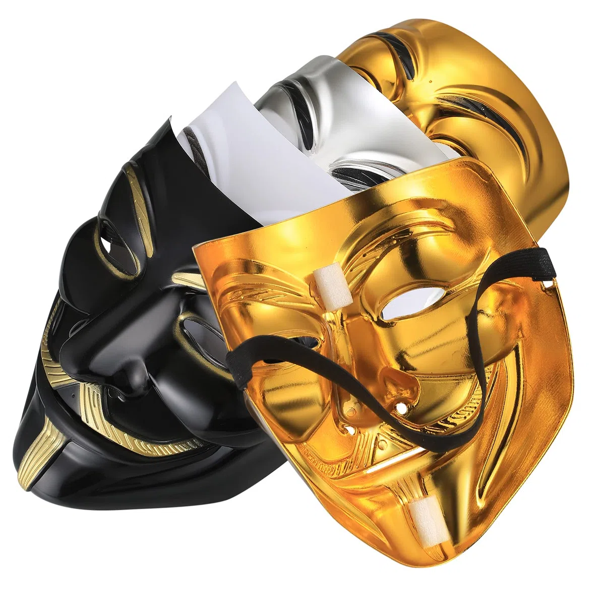 PanBeiQiWEU 4 Pezzi V per Vendetta Guy Maschera, Halloween Costume Cosplay Party Mask, Anonymous Mask, Maschere di Carnevale Unisex per Halloween Cosplay Party Regali - 4 Colori