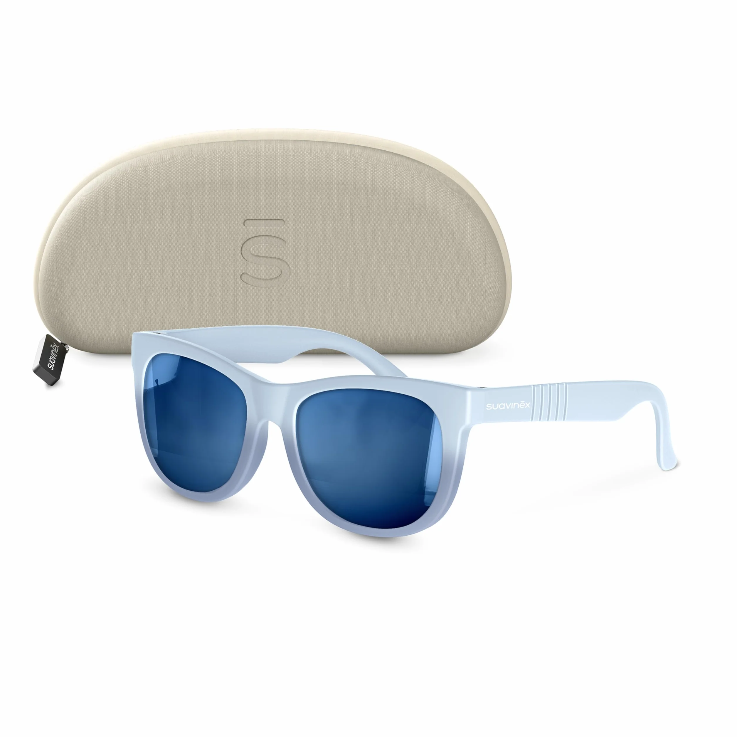 Suavinex, Occhiali da sole neonati da 0 a 12 mesi, polarizzati, con filtro UV 400, Cat. 3 100% di protezione dai raggi UVA e UVB, custodia inclusa, flessibili, leggeri, forma quadrata, blu