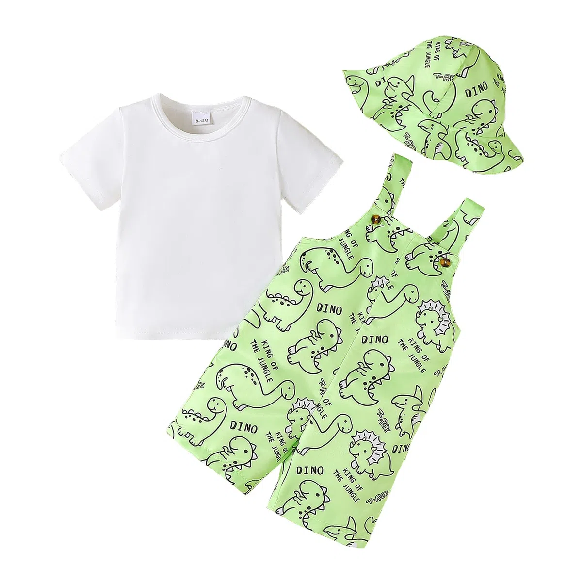 Vestiti Bambini Piccoli Maniche Corte Stampa di Orsi Auto e Dinosauri Top con Bretelle Pantaloni Abiti Estivi per Neonati