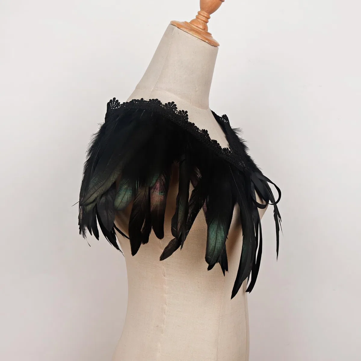 keland Scialle di piume di piume naturali da donna Coprispalle di Halloween Colletto poncho nero Marrone giallo (nero)