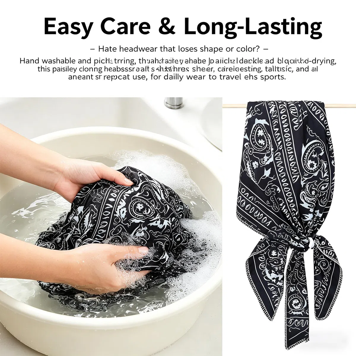 Paisley Cooling Headscarf Cap Set - Breathable Sweat-Wicking Bandana for Men, Motorcycle Helmet Liner Outdoor Sports and Cooling Head Scarf