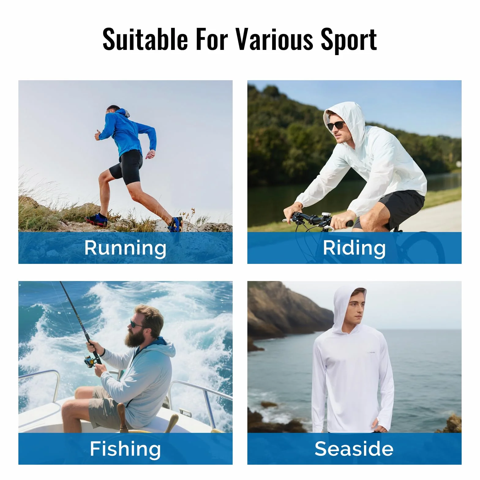 T-Shirt a Maniche Lunghe Uomo Protezione Solare Anti-UV Leggera ad Asciugatura Rapida per Escursionismo Pesca Campeggio e Altre attività all'Aperto