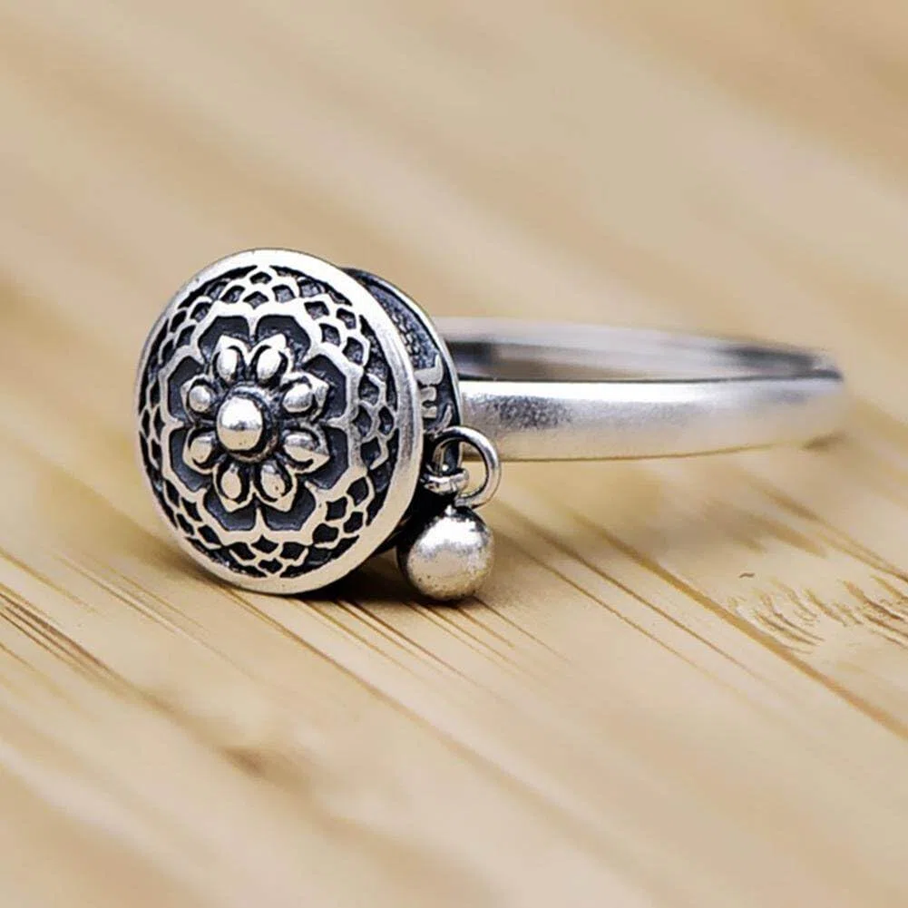 Sanfly Buddista Color Argento per con Ruota di Preghiera Tibetana per Alleviare Lo Stress