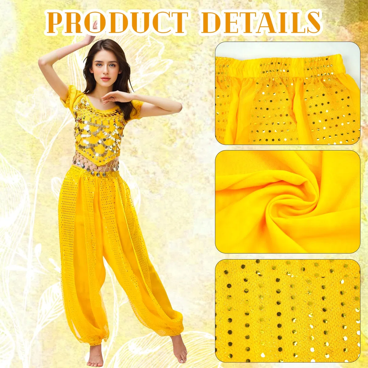 Baisdan Pantaloni Harem Yoga di Danza del Ventre, Pantaloni tribali arabici Indiani in Chiffon da Donna Adatti per Feste di Danza Yoga Pilates Zumba