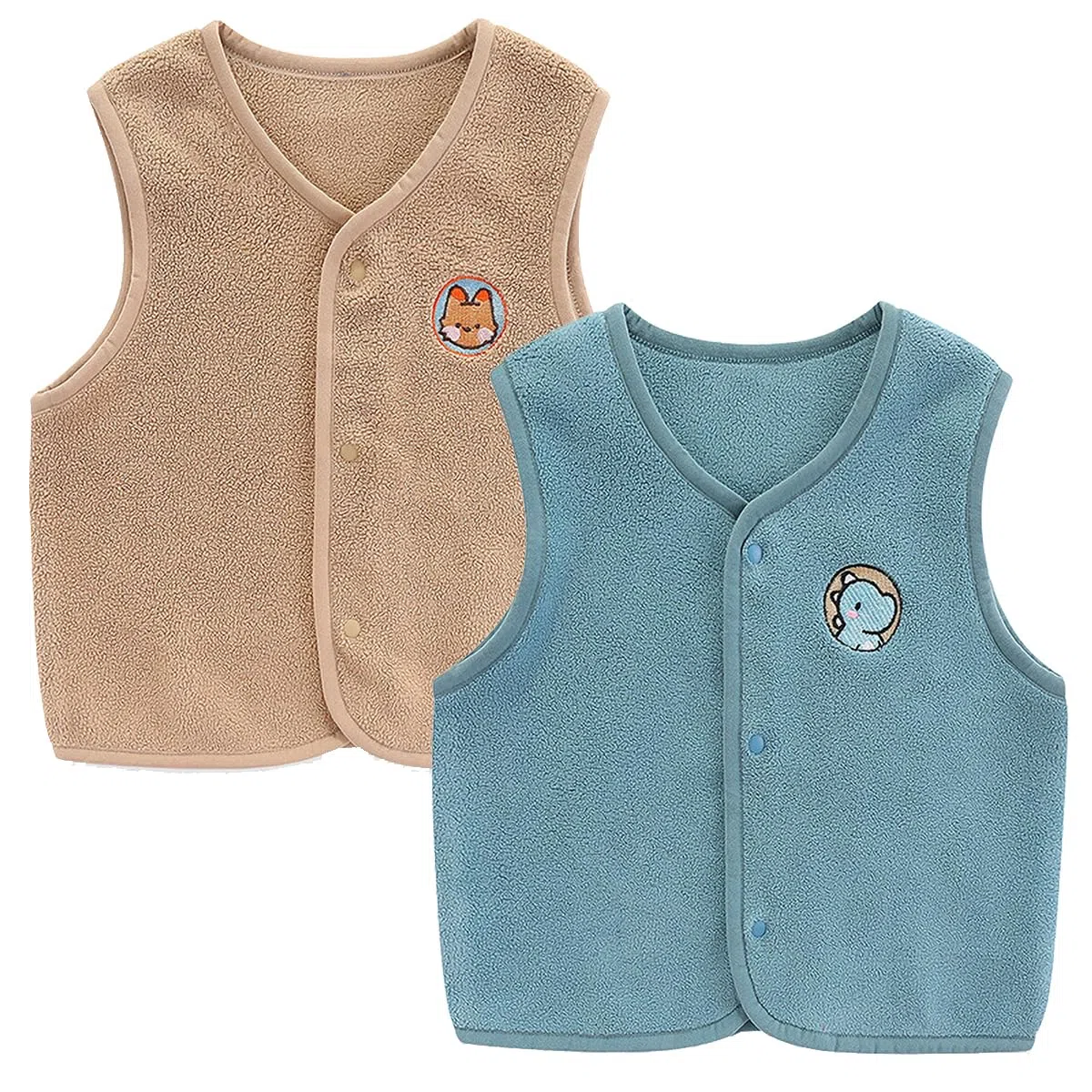 2 Pezzi Gilet Invernale in Pile Bambini e Ragazzi Ragazze Giacca Caldo Maglia Maglione Lavorato Senza Maniche per Bambina Cotone Bambini Gilet Modello per Primavera e Autunno 0-5 Anni