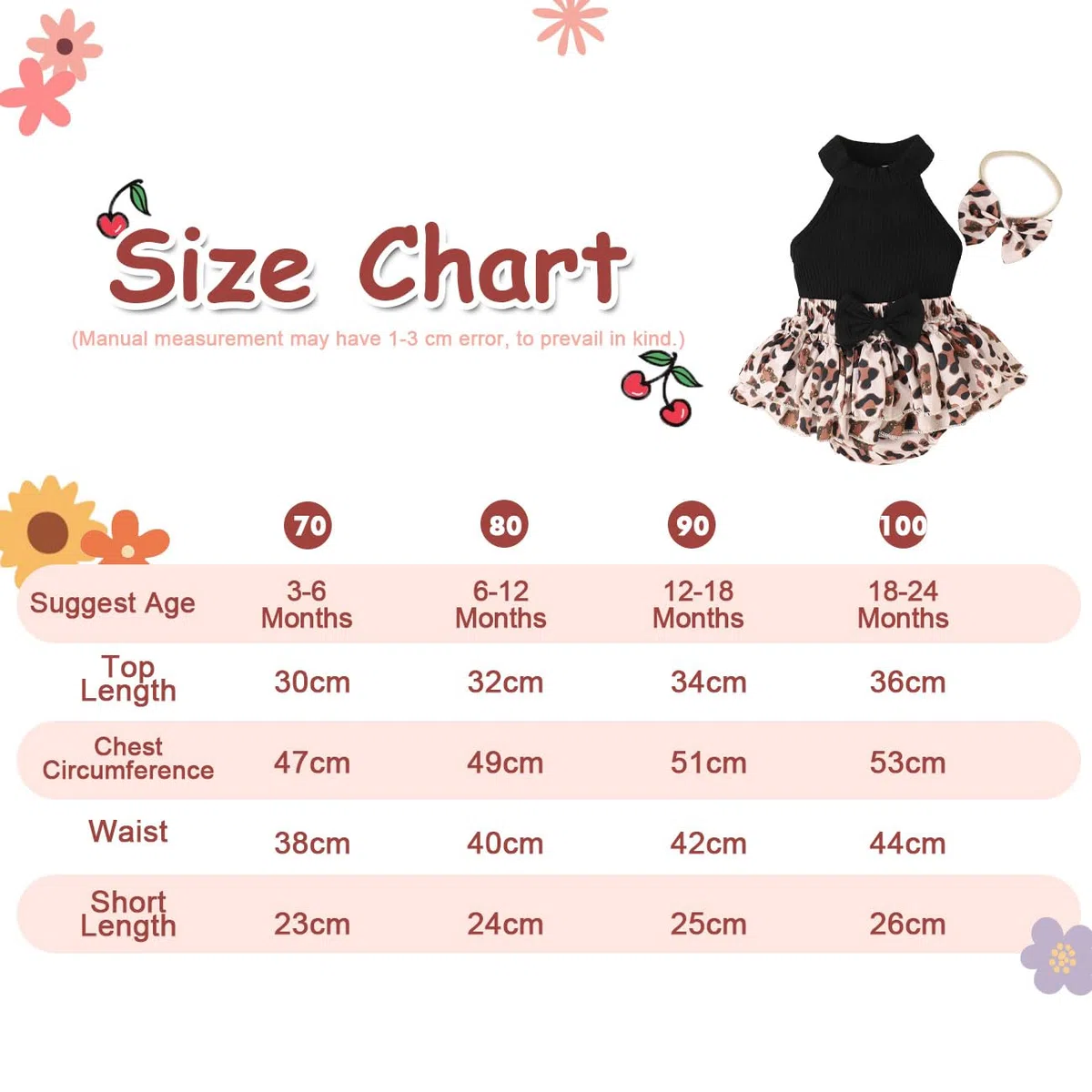 Abbigliamento Neonate, Top Senza Maniche + Pantaloncini con Stampa Leopardata e Orlo Arricciato + Fascia Capelli, Tutina Neonato Vestiti Estivi Bambina, Nero 3-24 Mesi