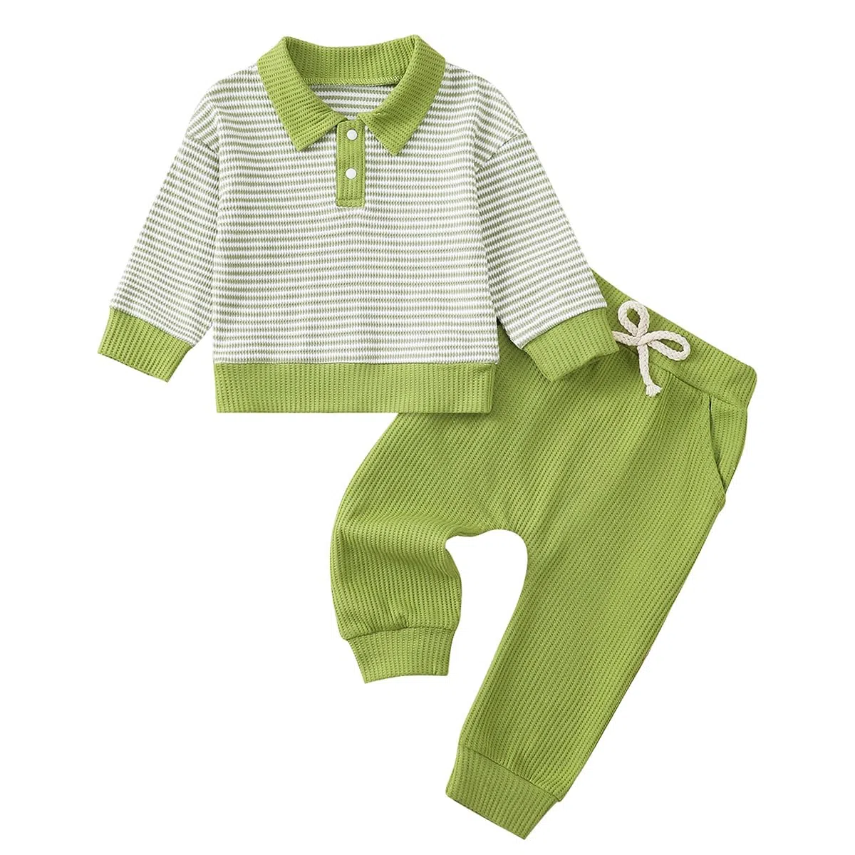 Set di Vestiti per Neonati Bambini Felpa a Righe con Colletto a Maniche Lunghe e Pantaloni 2 Pezzi Completo Primavera Autunno Abiti