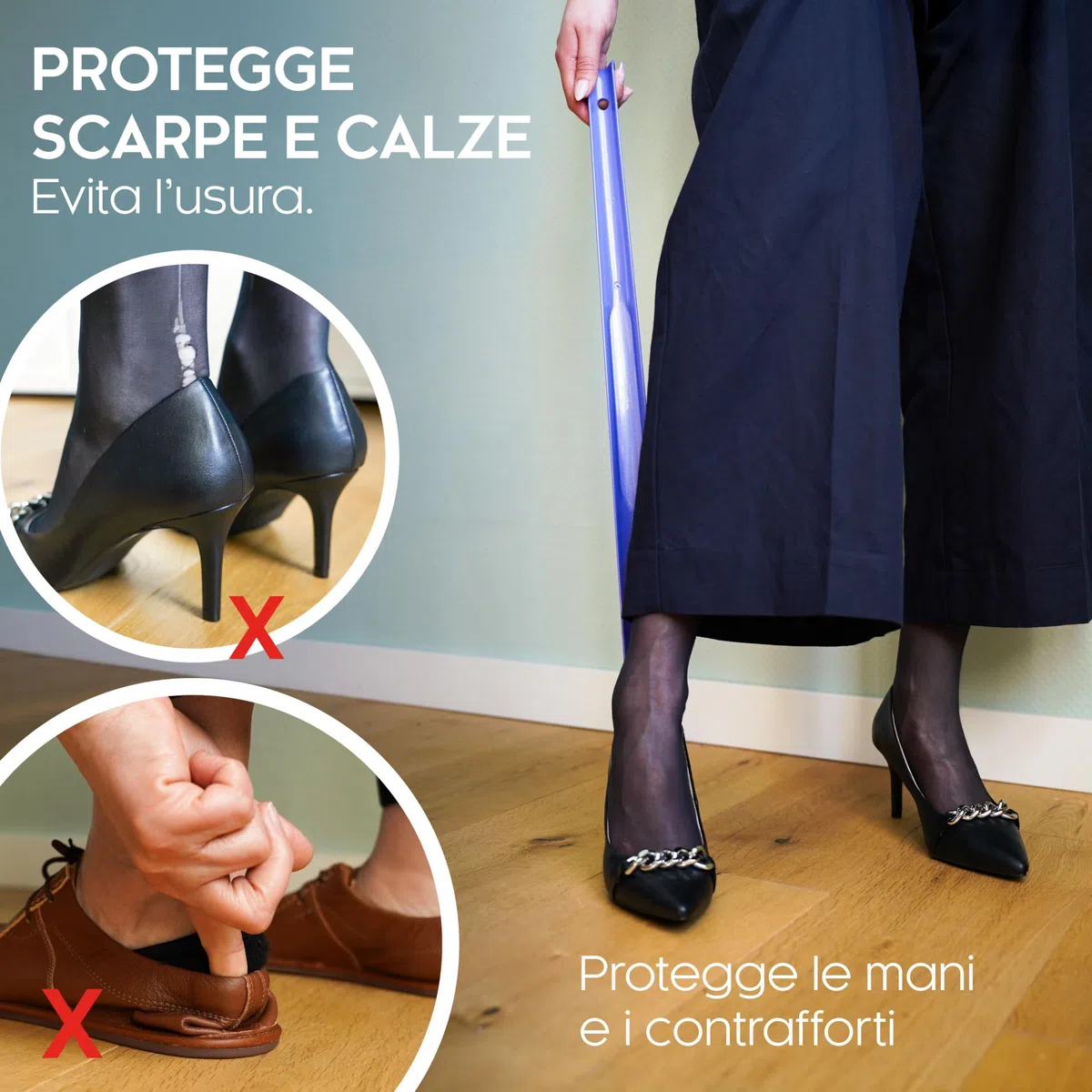 biped set da 3 calzascarpe lunghi 65 cm in plastica – calzascarpe extra lungo con gancio – resistente e stabile – produzione tedesca z1557