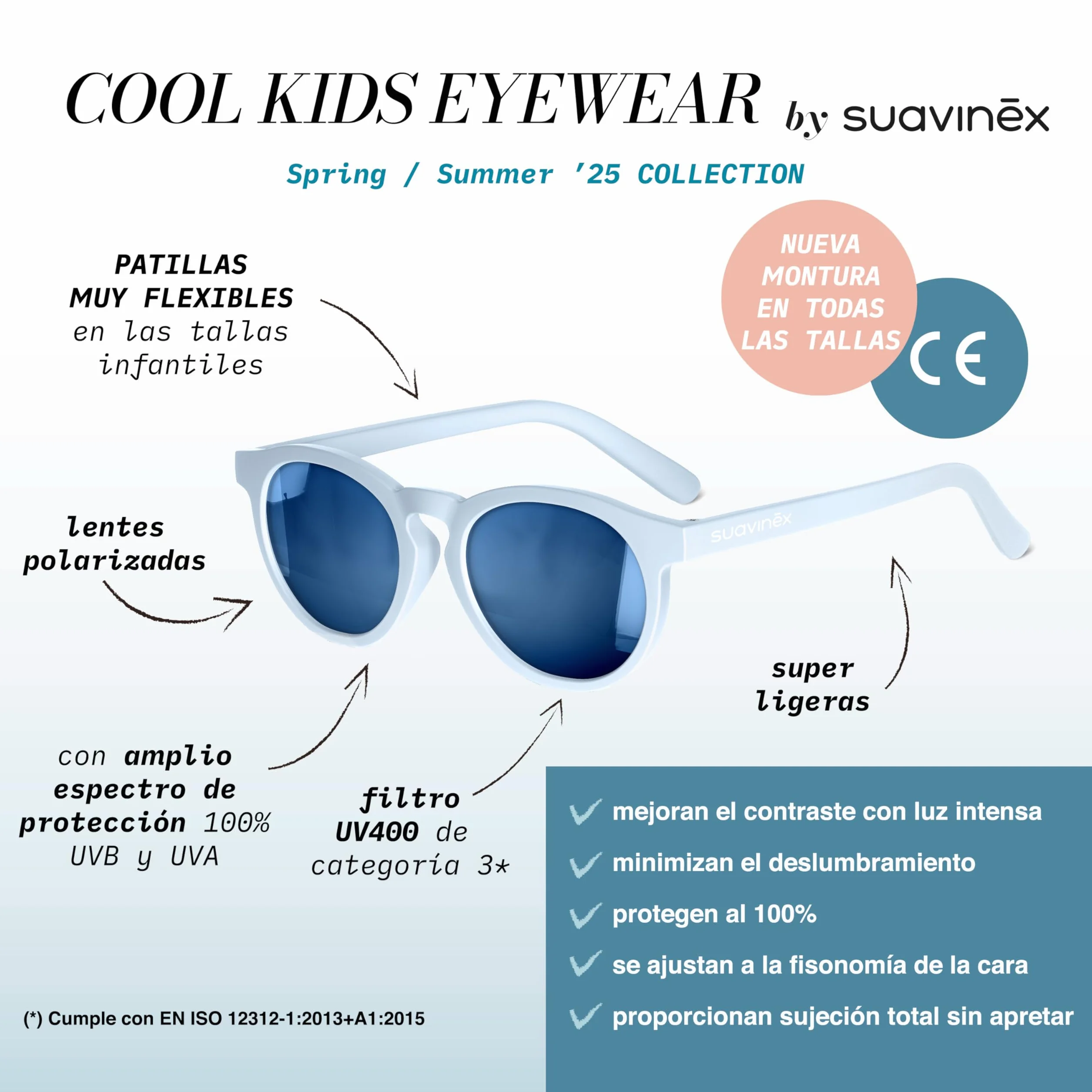 Suavinex, Occhiali da sole per neonati da 0 a 12 mesi, polarizzati, con filtro UV 400, Cat. 3, 100% Protezione dai raggi UVA e UVB, Custodia Inclusa, Flessibili e Leggere, Forma Rotonda, Colore Beige