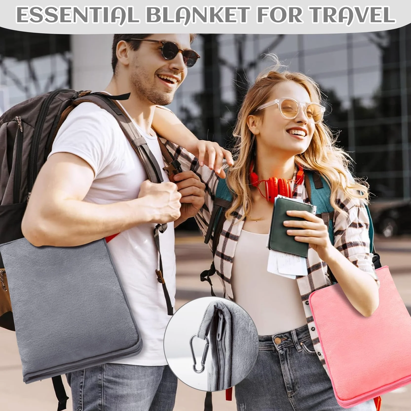 Coperta da Viaggio e Cuscino coprire 2 in 1 Aeroplano, Custodia per Bambini, Gadget da Ufficio Compatta, Portatile per Adulti