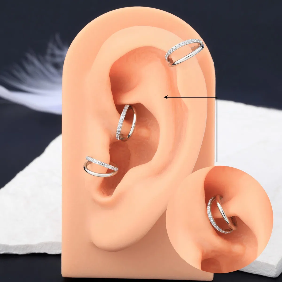 OUFER 16G Helix Piercings Conch Ring Silver Argento Trago Tragus Rook Snug Orecchino Cartilagine Acciaio Chirurgico Nostril Naso Anello Septum Clicker Donna Gioielli 8 10 12mm Labret Labbro Pircing