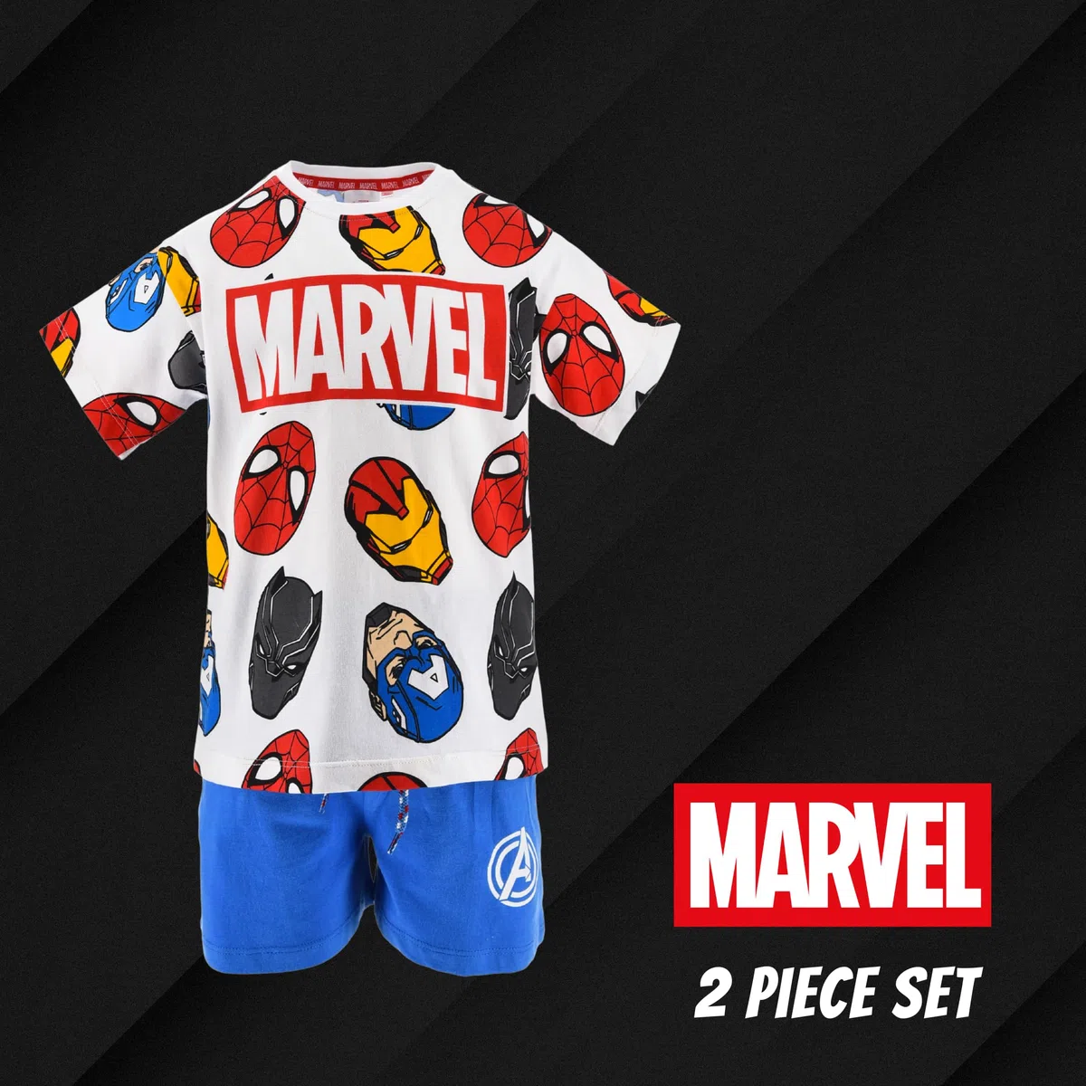 Marvel Avengers T-Shirt e Pantaloncini per Ragazzi, Pigiama 2 Pezzi per Bambino, Taglie 3 a 8 Anni
