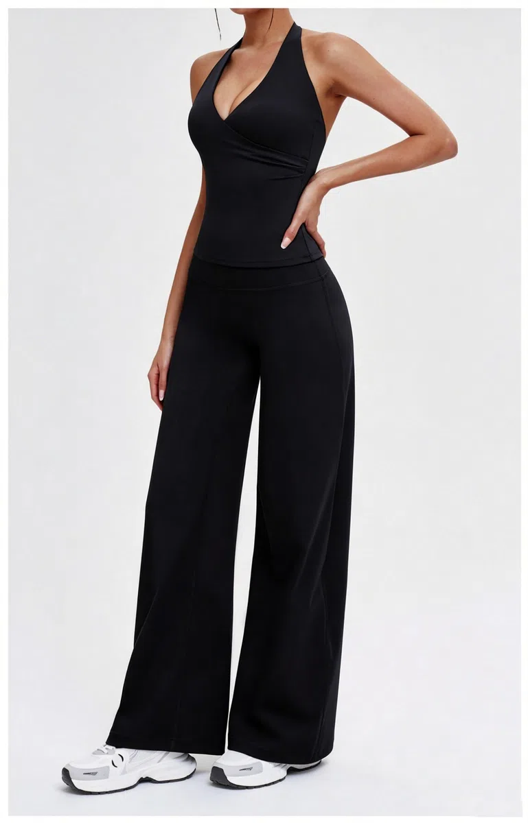 KIKIMINK Pantaloni da yoga da donna Flared Leggings da donna, a vita alta, pantaloni larghi e elasticizzati, abbigliamento casual
