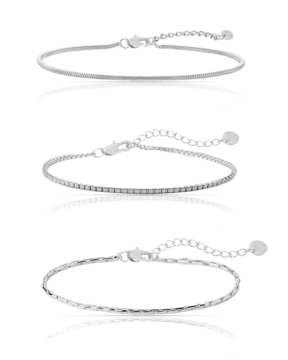 Made by Nami Bracciale in acciaio inox da uomo - Bracciale a catena cubano - Bracciale in argento e oro per uomo