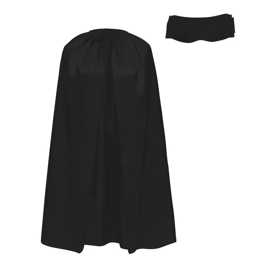 Mantello e maschera Supereroe per adulti, strati supereroi 140 cm di lunghezza per costume da Superman Carnevale, set di 2 pezzi