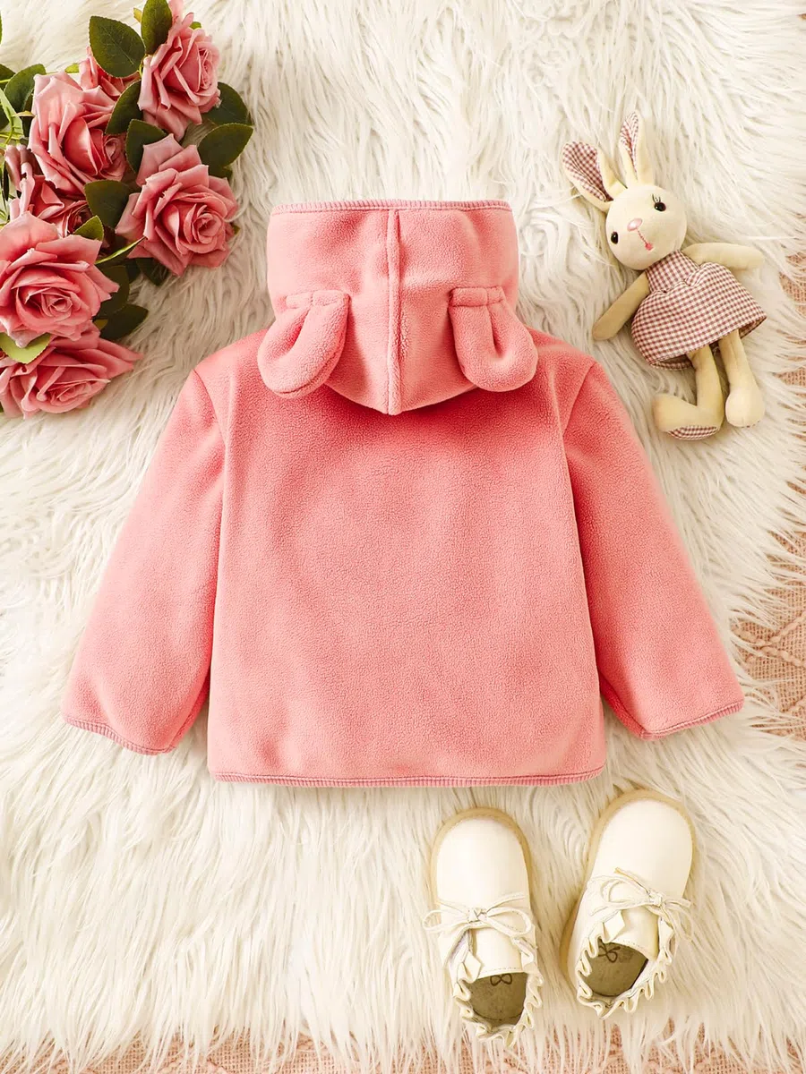 Giacca Invernale Bambina Giacca in Pile Cappuccio Cerniera con Orecchie Orso Cappotti Autunno Caldi per Bambini Capispalla