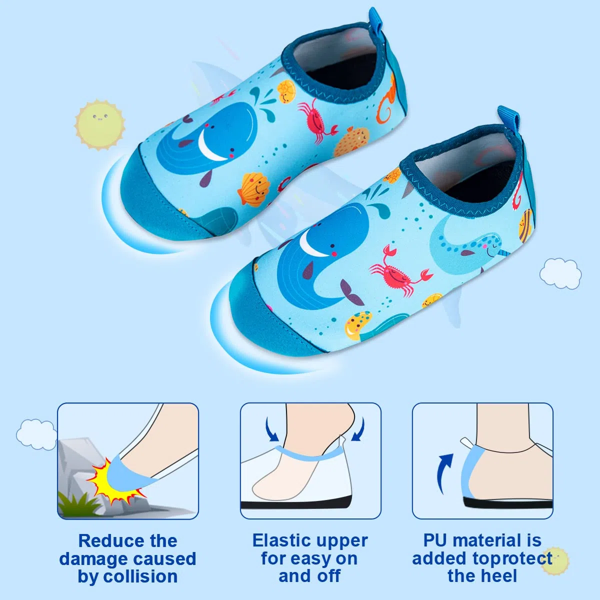 Scarpe da Scoglio Scarpe da Sport Acquatici Bambino Scarpe Mare Piscina Bambini Scarpe da Spiaggia Immersione Ragazzo Ragazza Water Shoes Scarpe a Piedi Nudi per Surf Sportivo
