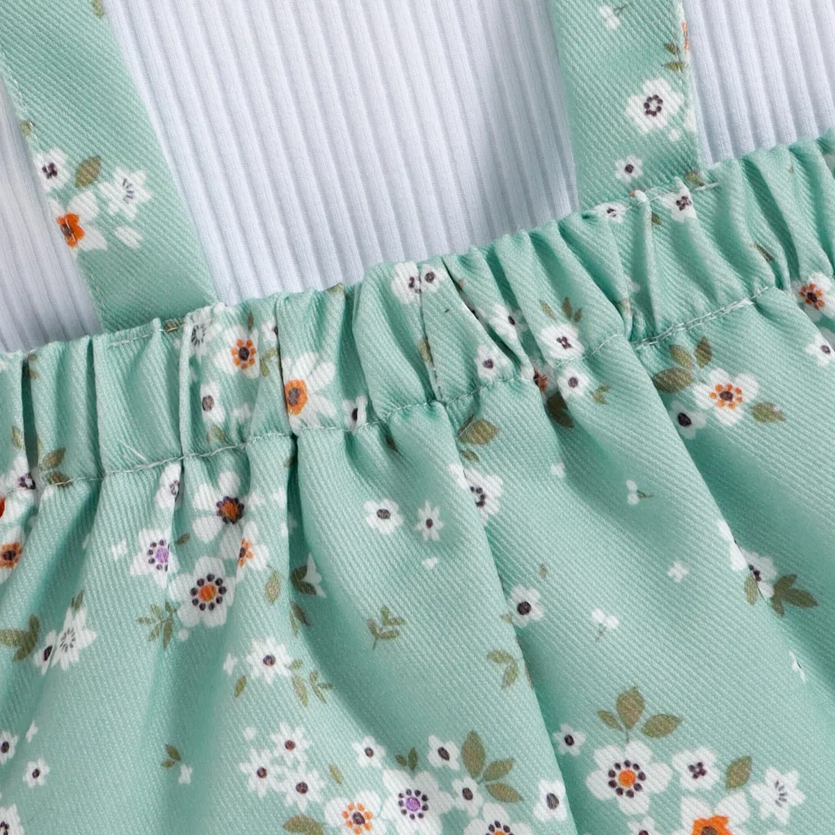 Abiti Neonata Top Senza Maniche a Coste Pantaloncini con Bretelle e Fiori Tasche set di Vestiti Neonata