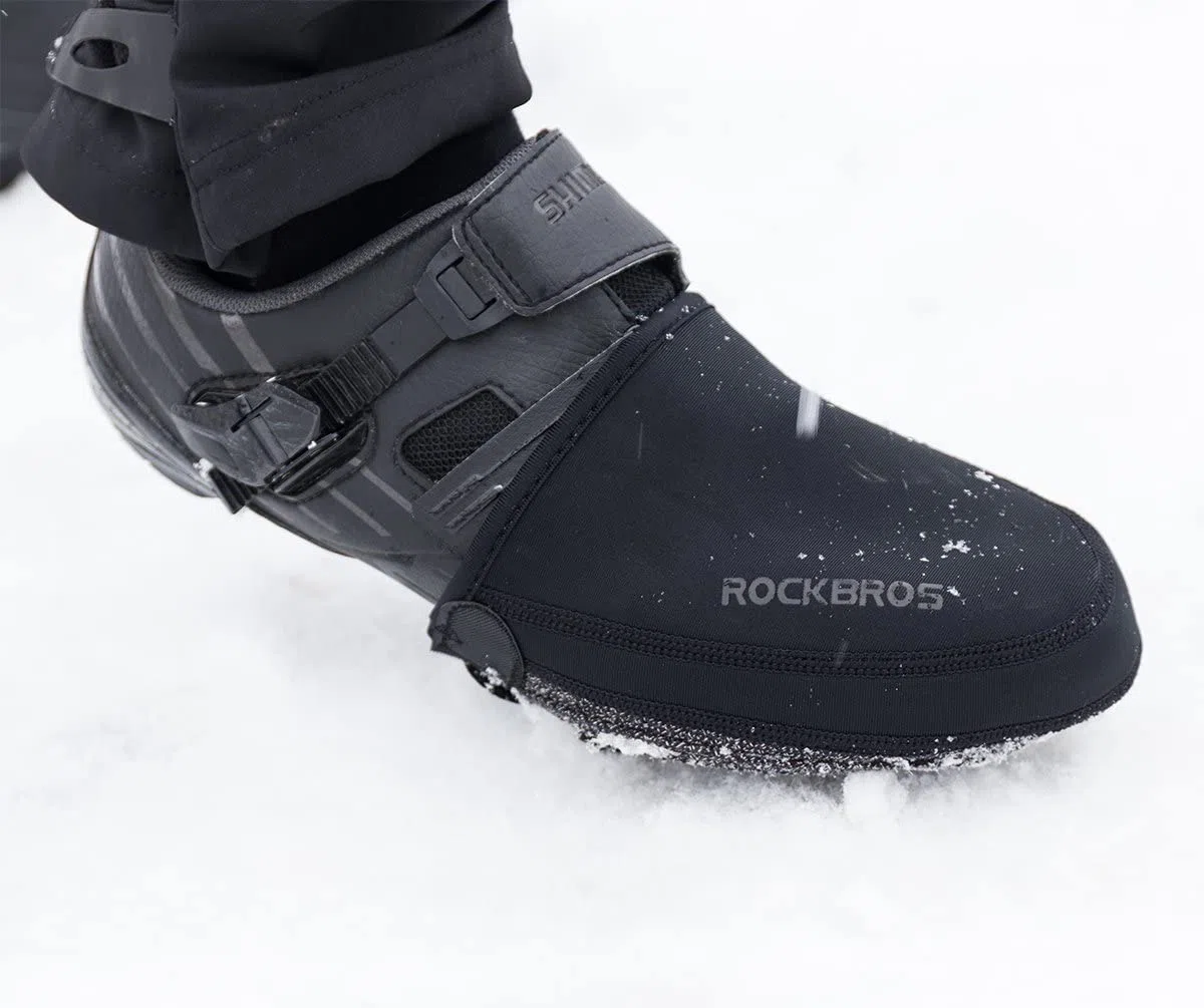 ROCKBROS Copriscarpe Ciclismo Invernale Copri Punta per Bici MTB Uniersale Elastico Ultra-Leggero Impermeabile Taglia L 39-45