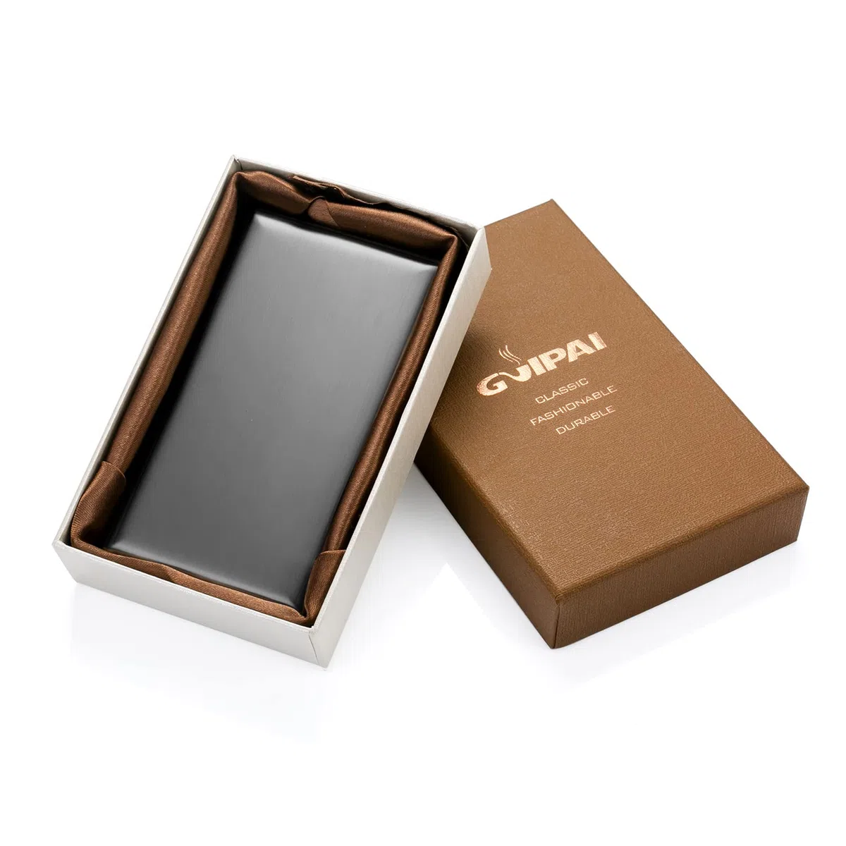 Portasigarette nero da uomo e da donna, in metallo, con scatola regalo, colore nero, per donne e uomini, anticato, per sigarette da 100 mm, sottile, 20 sigarette, in acciaio inox
