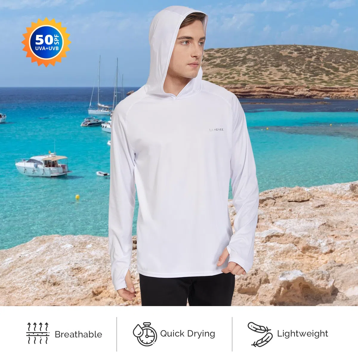 T-Shirt a Maniche Lunghe Uomo Protezione Solare Anti-UV Leggera ad Asciugatura Rapida per Escursionismo Pesca Campeggio e Altre attività all'Aperto