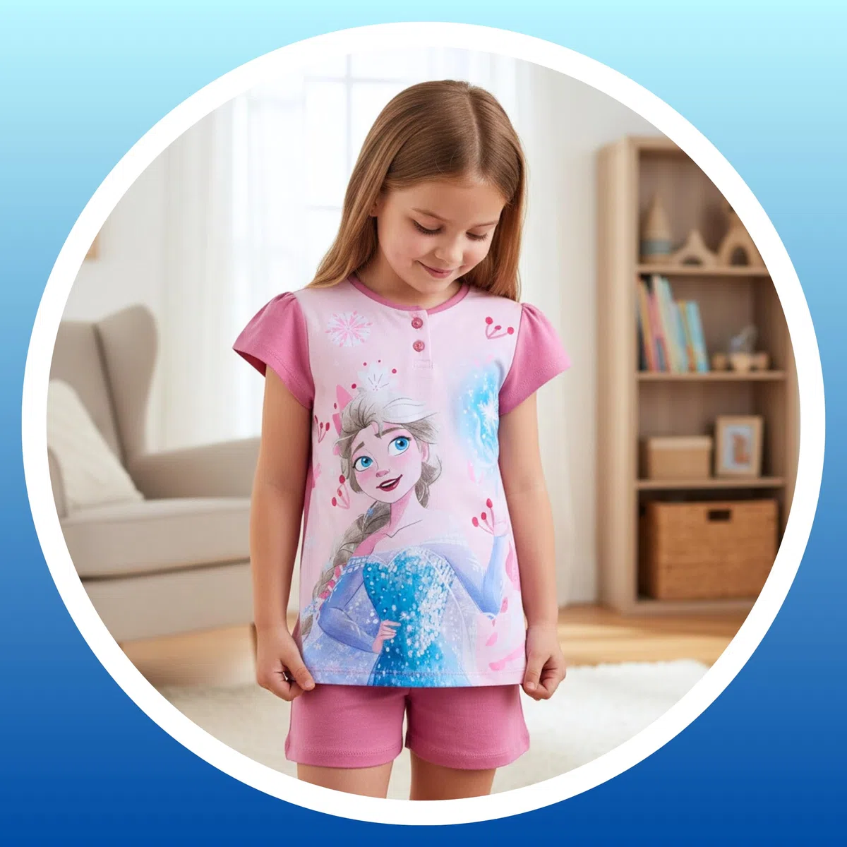 Disney Frozen Pigiama per Ragazze, Design Elsa 2 Pezzi T-Shirt e Pantaloncini, Confezione Regalo Inclusa, Taglie 3 a 8 Anni