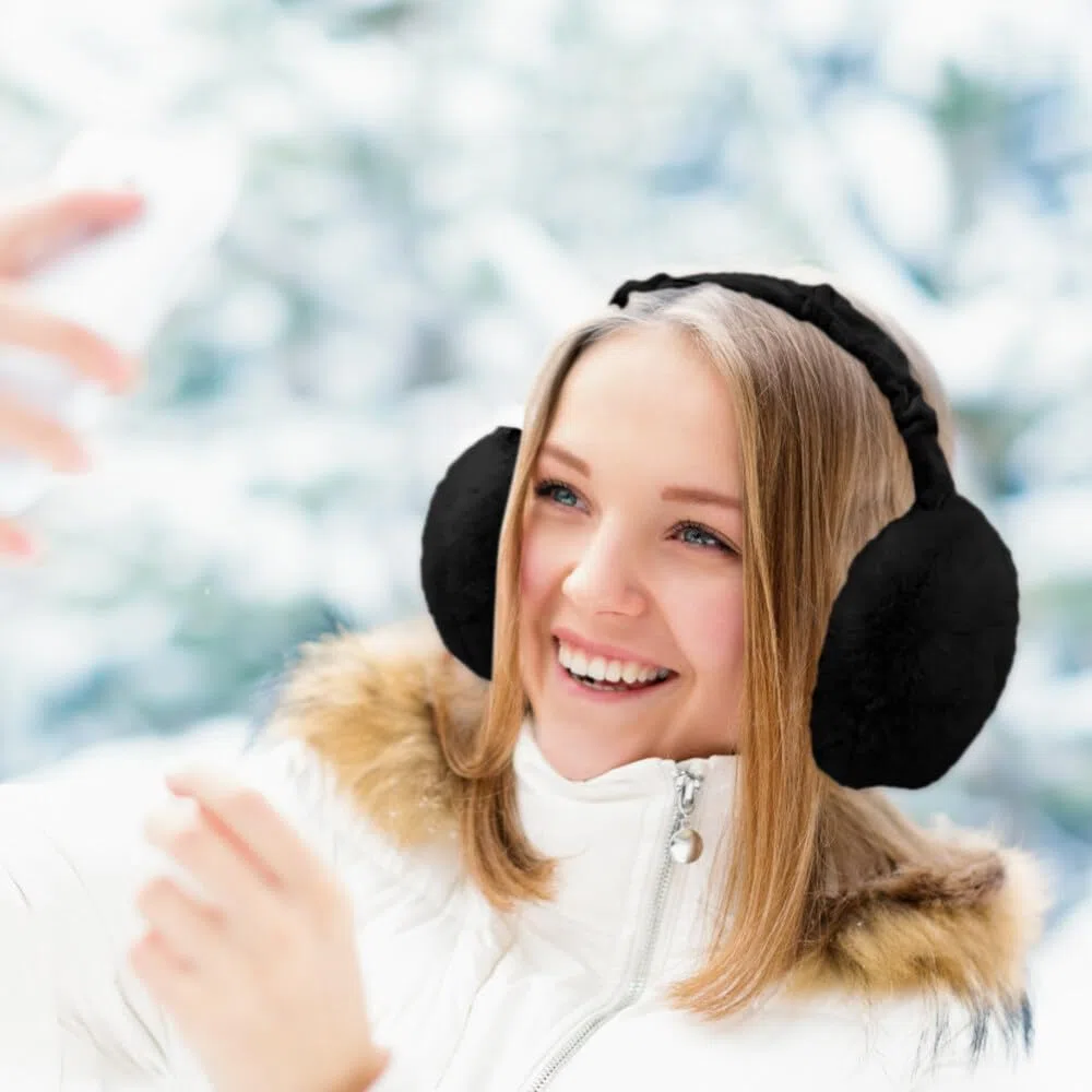 Paraorecchie Donna, 2 Pezzi Paraorecchie Caldi Invernali Plush, Pieghevoli Regolabile Paraorecchie Dellorecchio Scaldini per Orecchie Donna Inverno Vento Paraorecchie Peluche