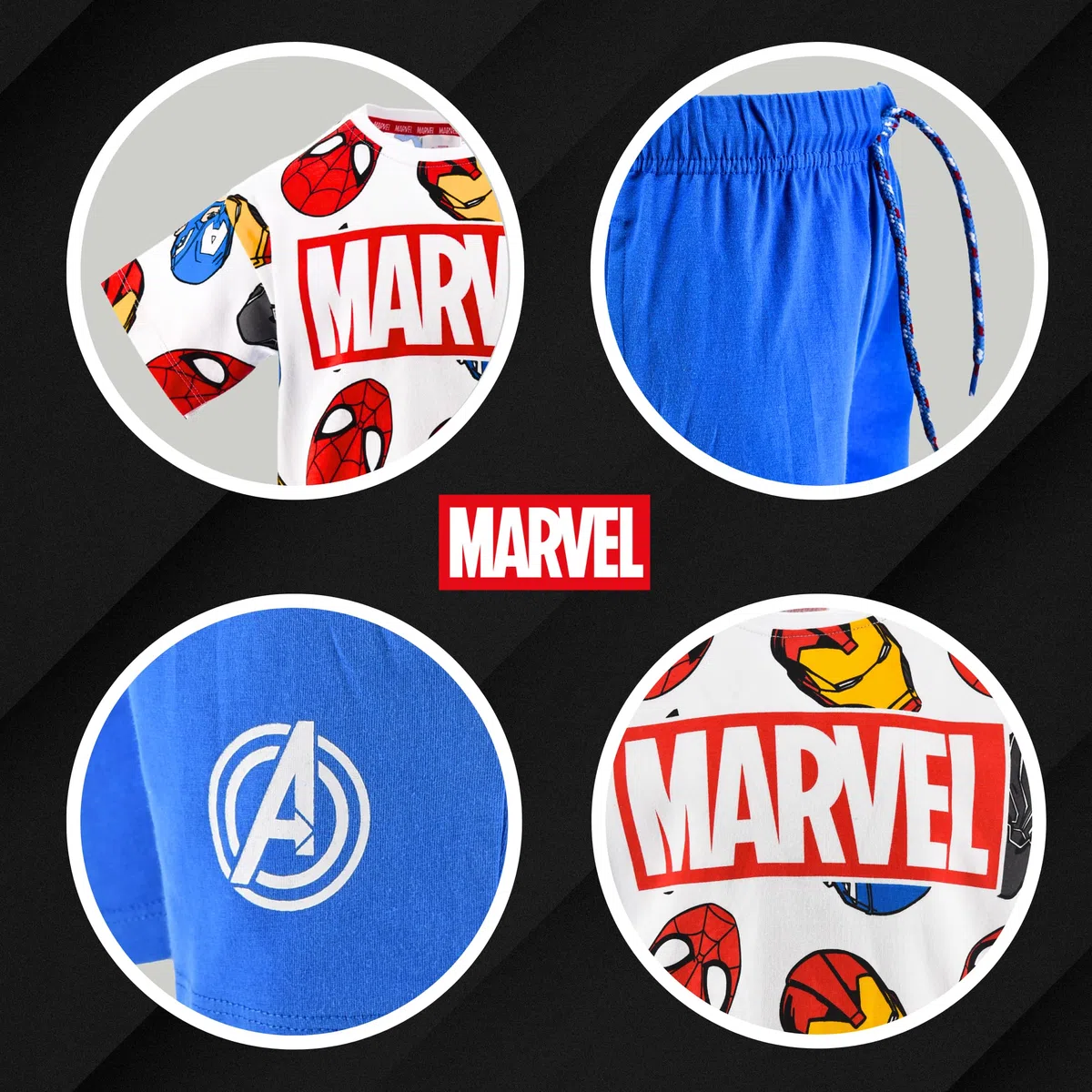 Marvel Avengers T-Shirt e Pantaloncini per Ragazzi, Pigiama 2 Pezzi per Bambino, Taglie 3 a 8 Anni