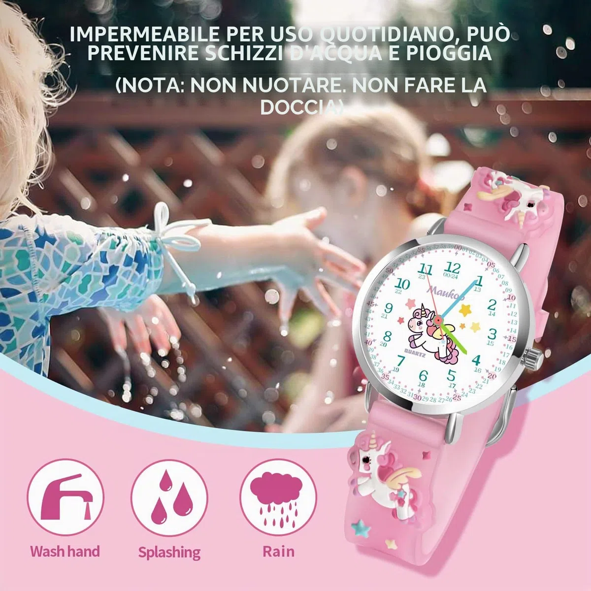 Orologio Bambini, Orologio Quarzo in Cartone Animato 3D, Orologio da Polso per Ragazzi e Ragazze, Orologio Bambini Impermeabile 30 M Insegnamento con Cinturino in Silicone