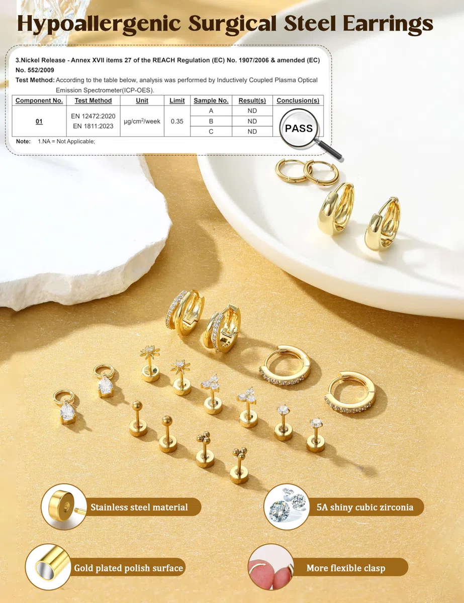 MILACOLATO 10 Paia Orecchini Donna Acciaio Chirurgico Oro Argento Set Orecchini Acciaio Inossidabile Cerchio Piccoli Cartilagine Orecchio Piercing Helix trago Ipoallergenico Multi Piercing Orecchio