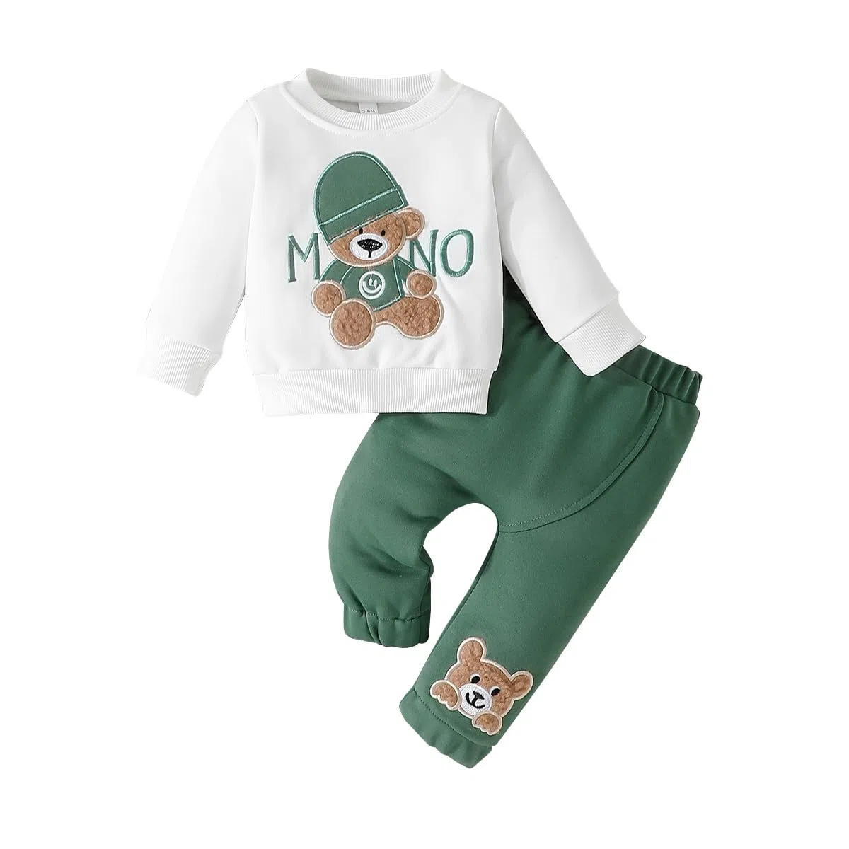 Bambino Ragazzi Set di Vestiti Manica Lunga con Lettere Stampate Carino Orso Ricamato Felpa + Pantaloni 2Pcs Completo Abiti Primaverili Autunnali