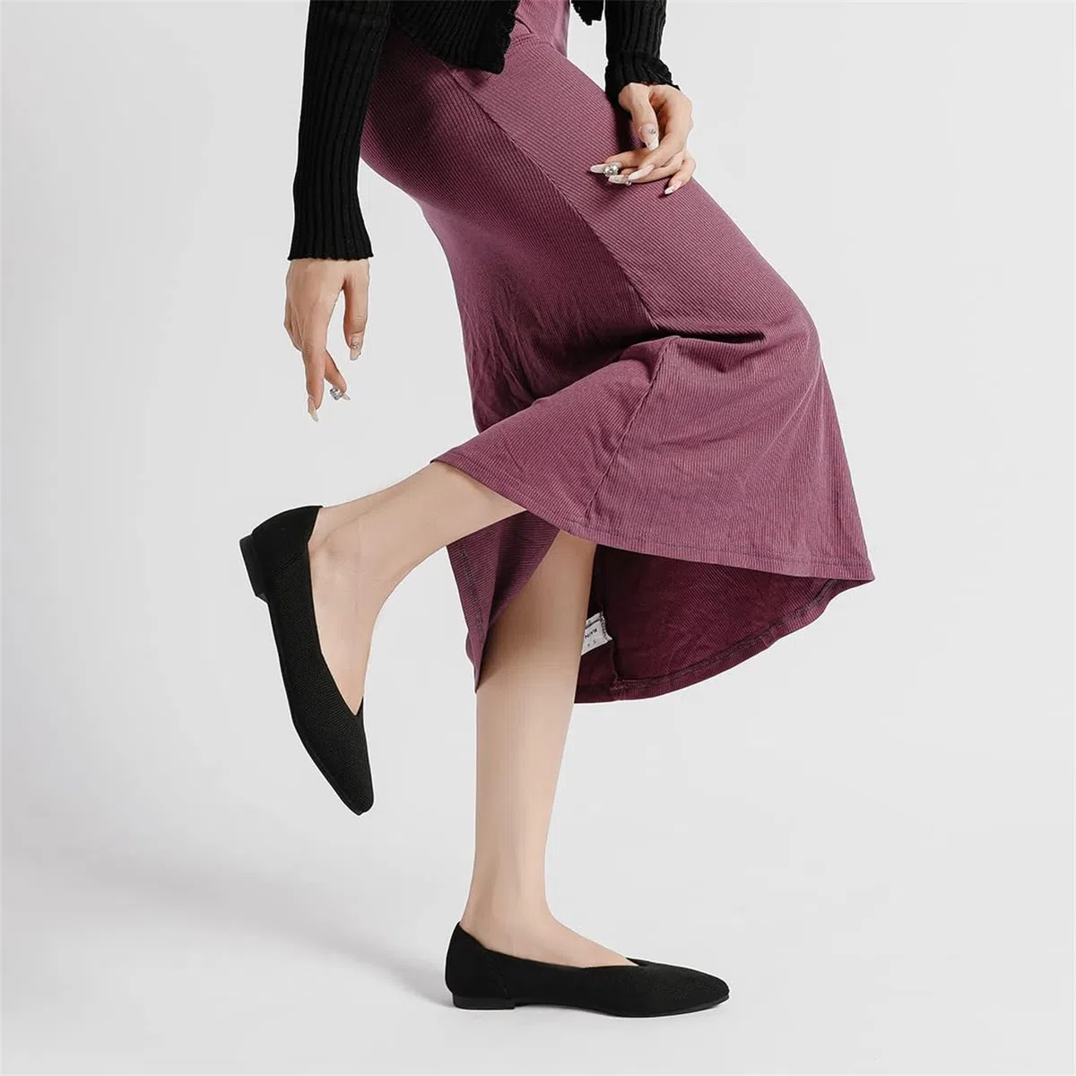 Ballerine scarpa basse da donna eleganti in maglia comode