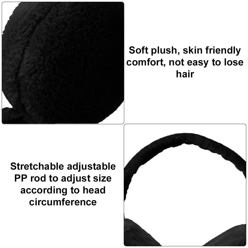 Paraorecchie Donna, 2 Pezzi Paraorecchie Caldi Invernali Plush, Pieghevoli Regolabile Paraorecchie Dellorecchio Scaldini per Orecchie Donna Inverno Vento Paraorecchie Peluche